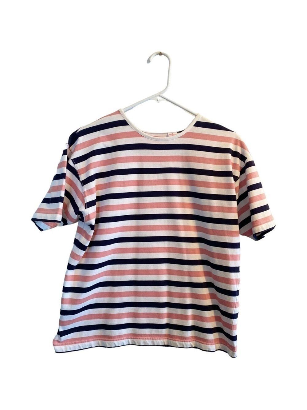 Liz & Co Striped Blouse, Womens Small, Lovely Pink, Black & White 100% Cotton!